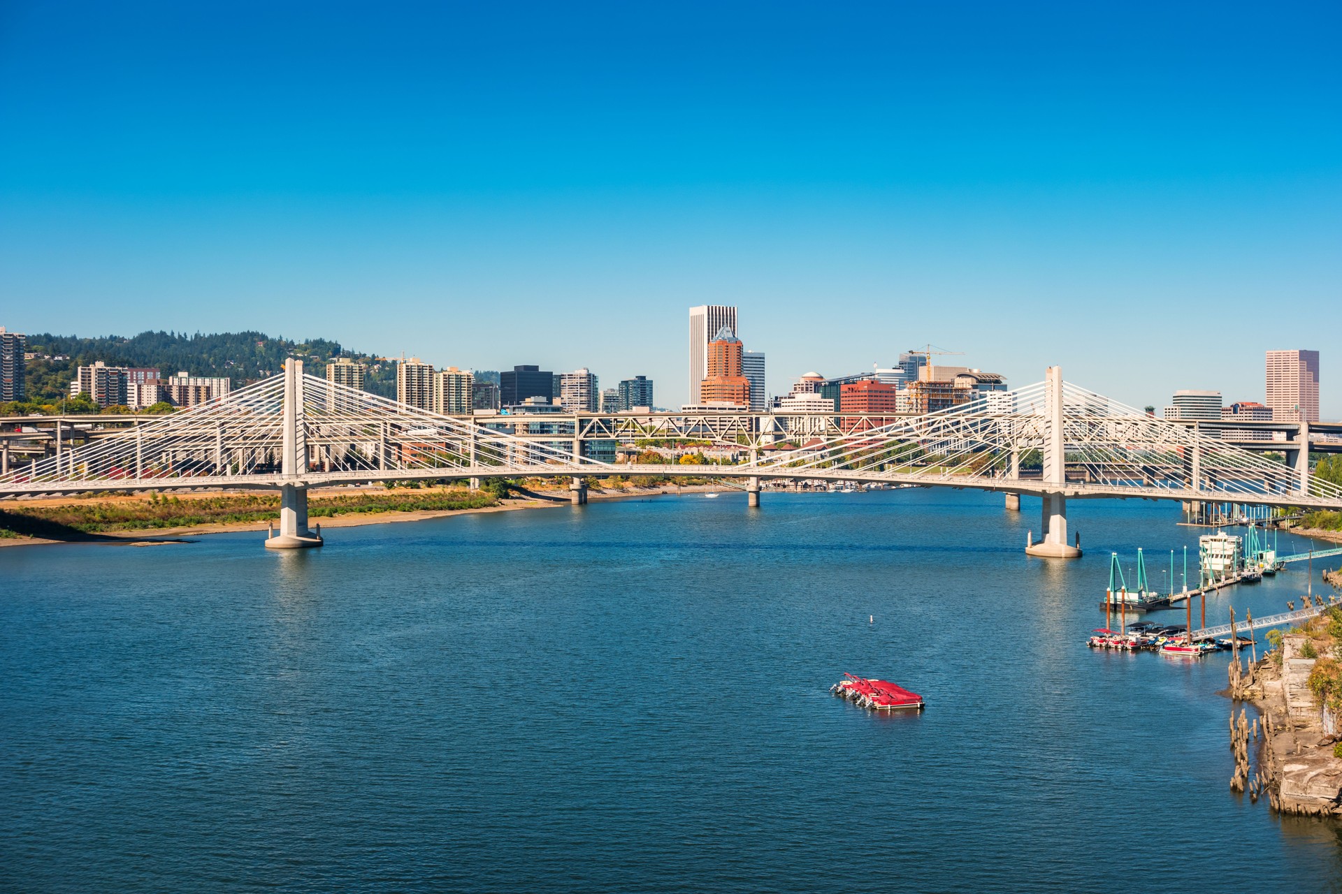 Skyline of downtown Portland Oregon USA